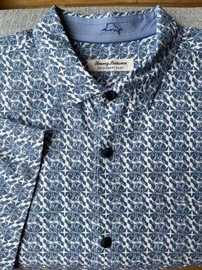 TB Coconut Point Fish Island Zone Camo Shirt COOLMAX Short Sleeves Pocket